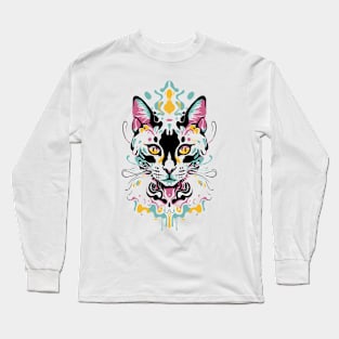 Cute Cat Illusion Design, Funny Cat Lover Gift Idea Long Sleeve T-Shirt